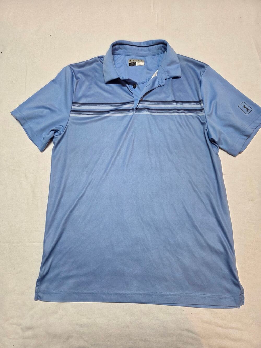 PGA Tour Men’s Light Blue Striped Golf Polo Size L
